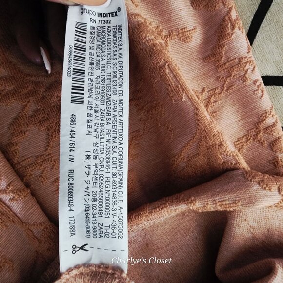 Zara Peach Floral Jacquard Ruffle Sleeve Whimsigoth Hi-Lo Maxi Dress Sz. M - Picture 12 of 12